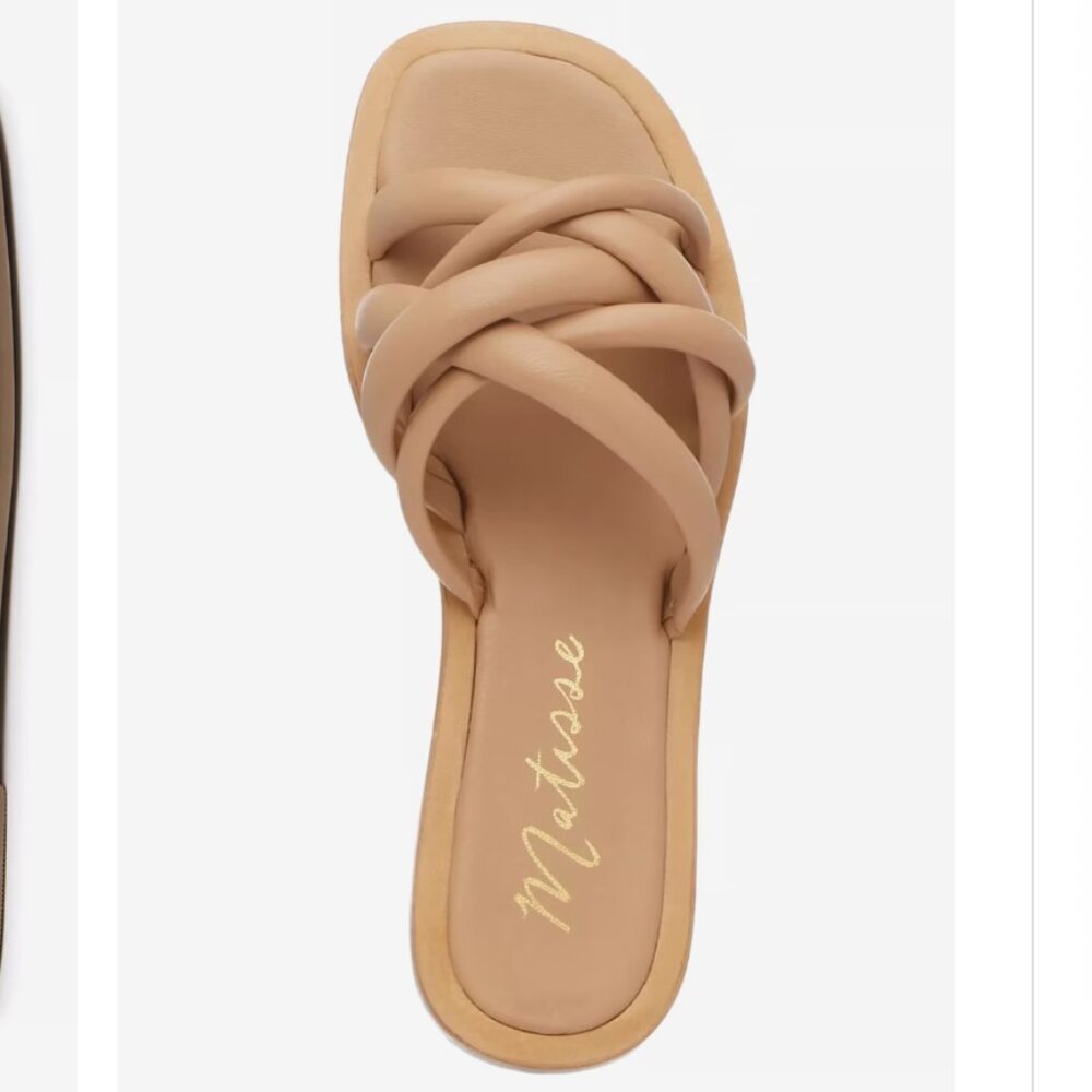 Matisse Roger Nude Tan Leather Braided Slide Sandals – Size 10 - Never Worn